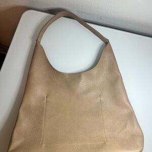 Beautiful Hoxis Everyday Soft Vegan Leather Shoulder Hobo Bag in Beige